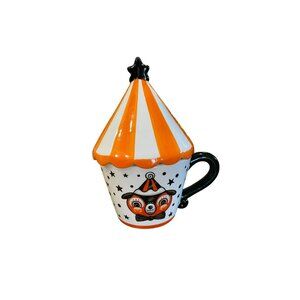 New Johanna Parker Carnival Cottage Halloween Coffee Tea Cup w/ Topper